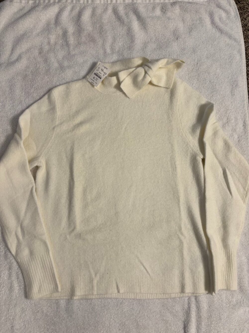 J. Crew Ivory Bow Collar Sweater - M - NWT